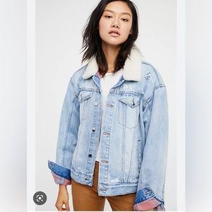 Free People flannel and Sherpa lined denim jacket coat